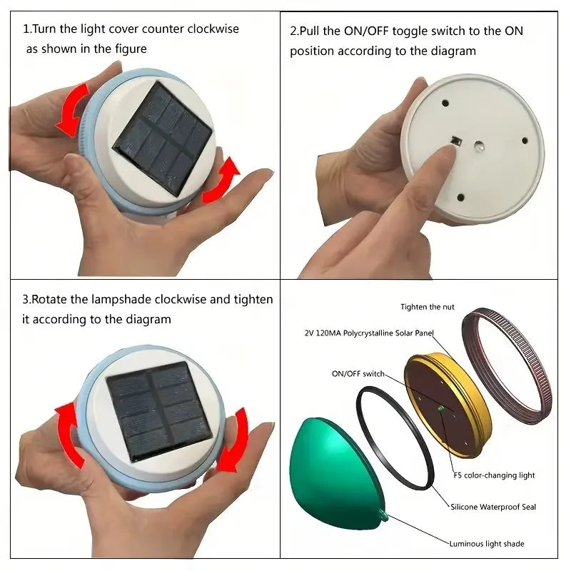 Solar floating LED pool light